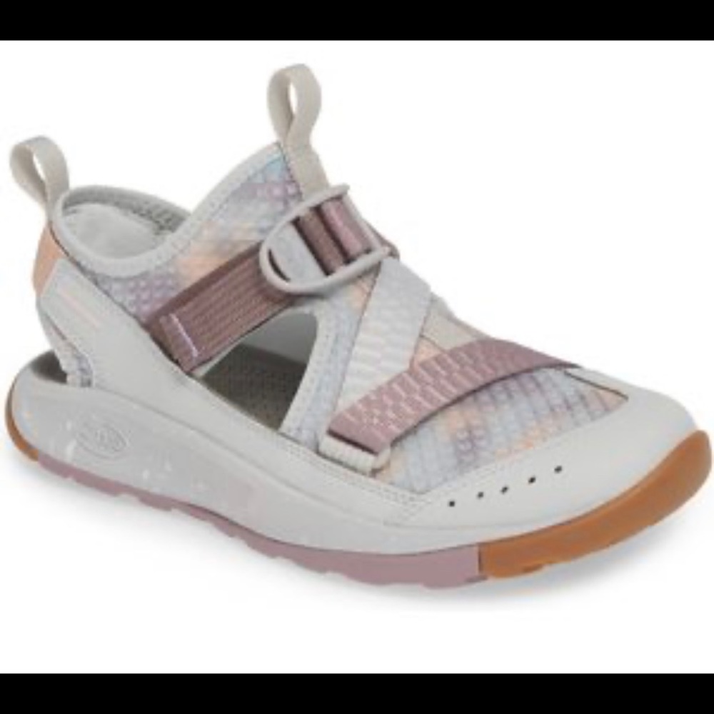 chaco womens 9 sandals tie dye pink with gray